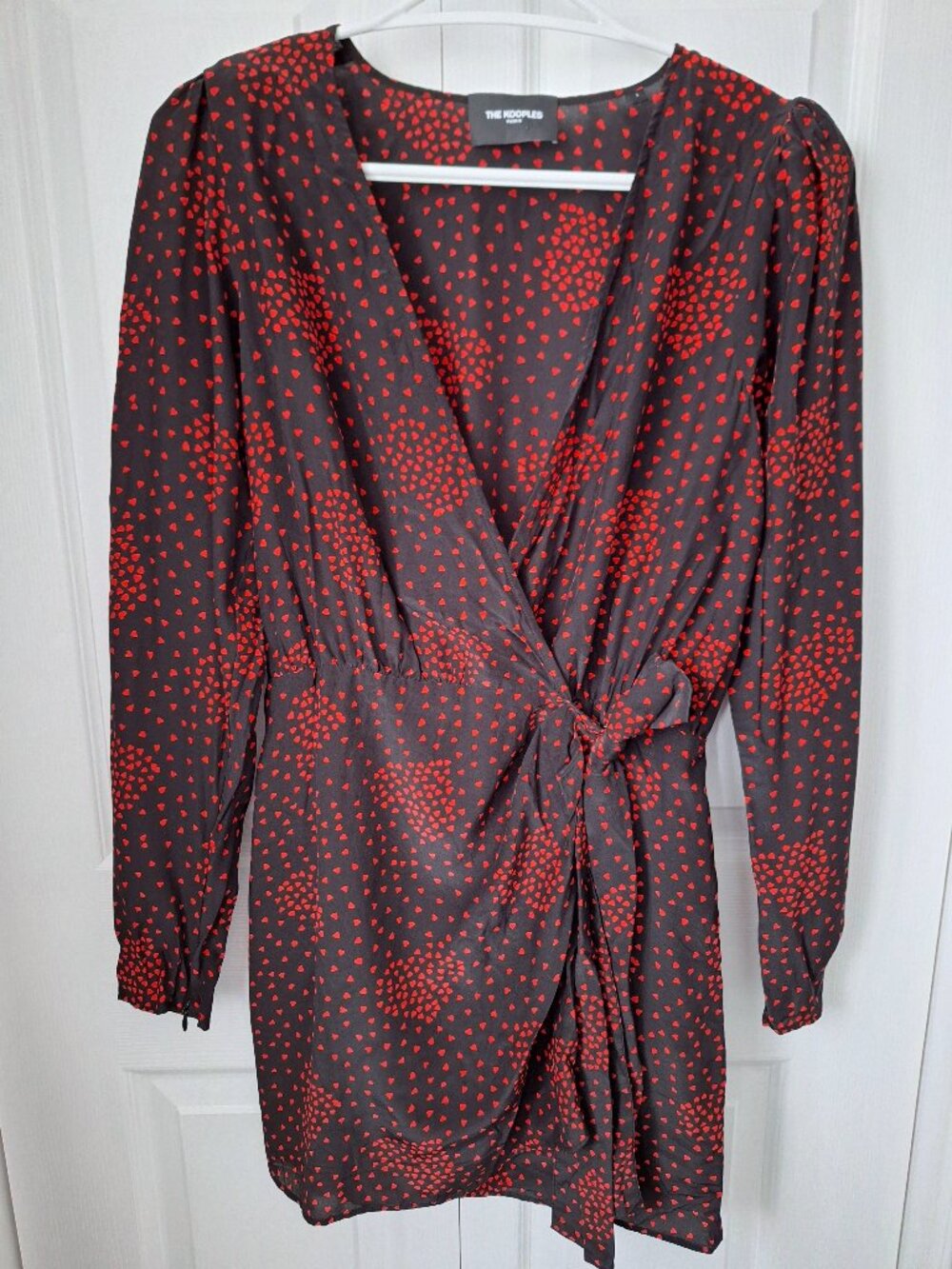 The Kooples Silk Wrap Dress with Red Hearts